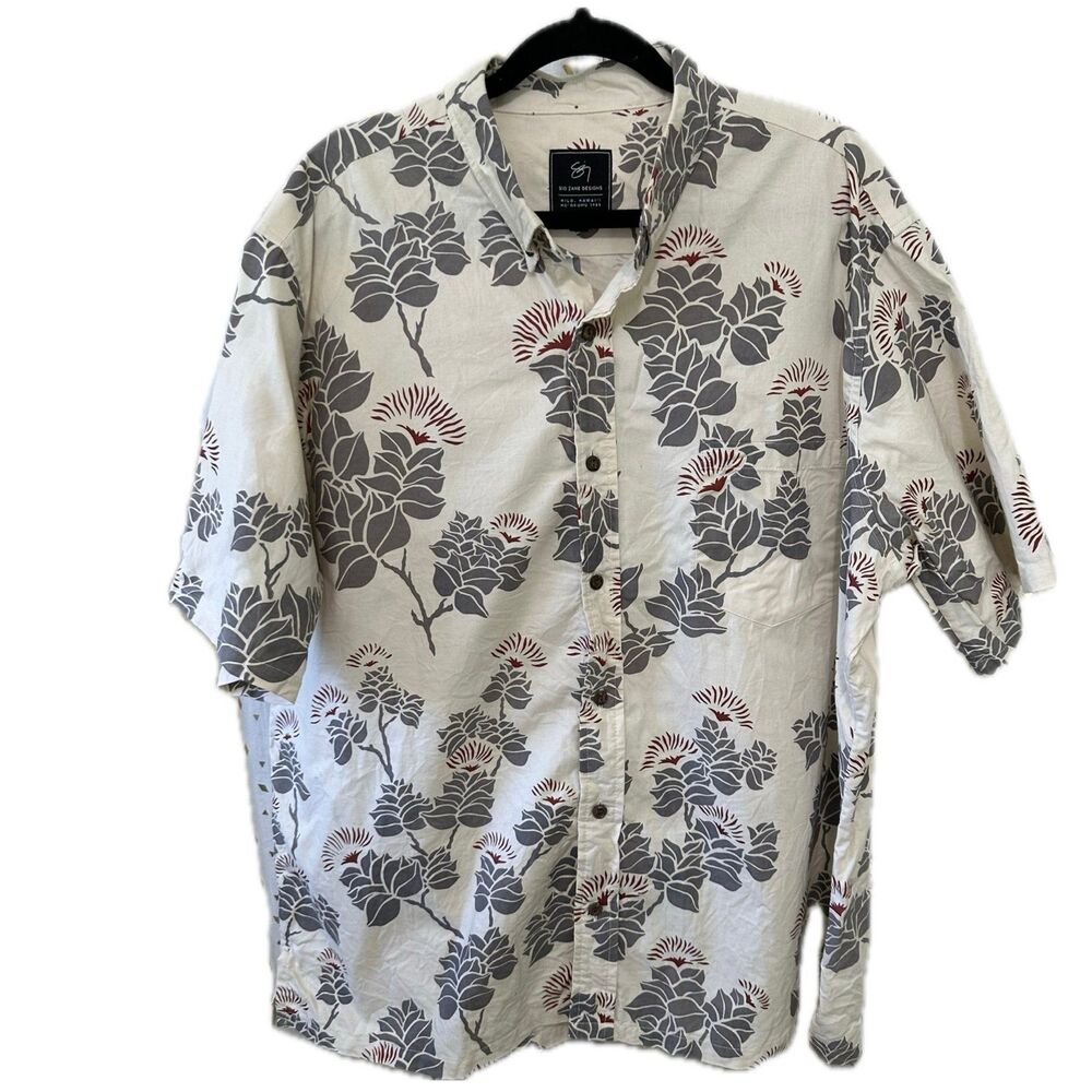 Sig Zane Designs 100% Cotton Hawaiian Liko Lehua Button Up Aloha Dress Shirt XXL